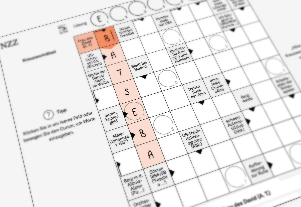 Kreuzwortrtsel: Jetzt gratis online spielen | NZZ